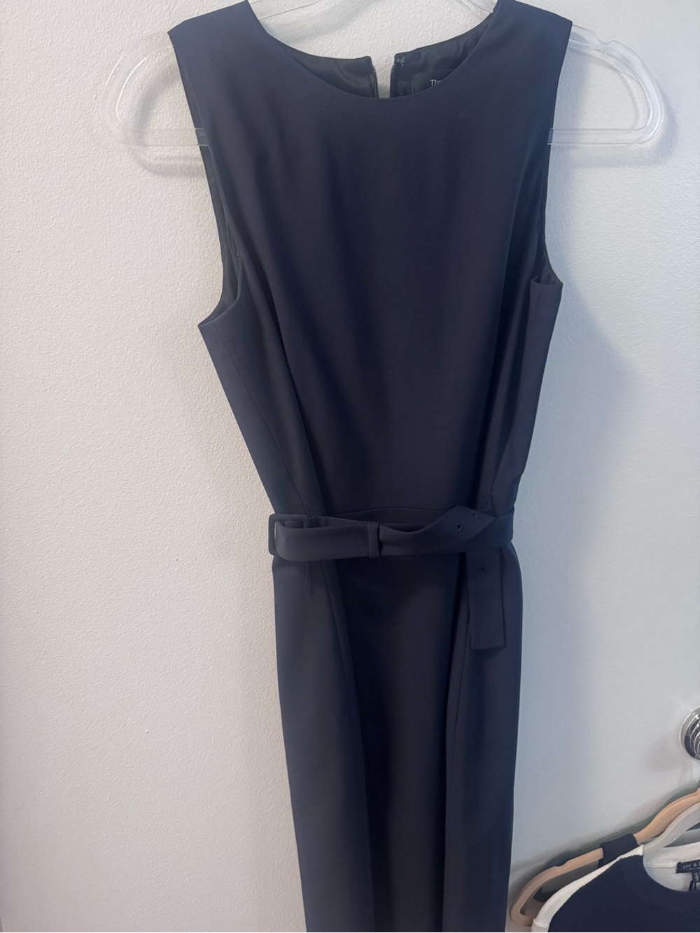 Theory Navy Sleeveless Belted Mini Dress